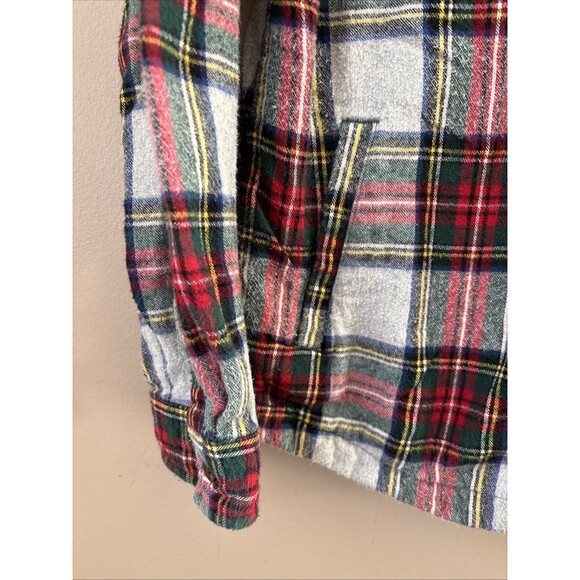 LL Bean Women’s M Plaid Flannel Zip Hoodie Relaxed Fit Pocket Scotch Plaid - Picture 3 of 6